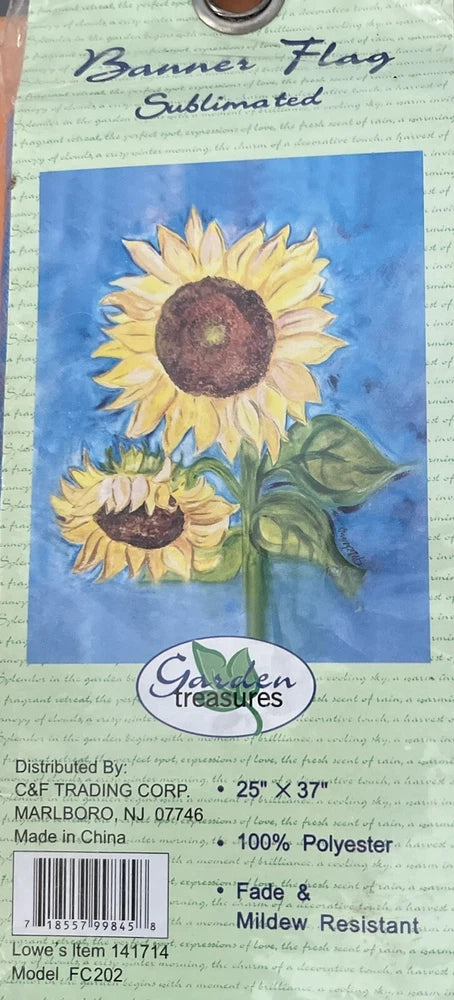 Garden Treasures Sunflower Banner Garden Flag 25" X 37" Marianne Richmond Sunflower