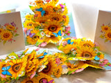 Golden Sunflower Garden with Butterflies Origami Pop Cards Handmade Presents Sunflower