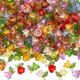 160Pcs Floral Acrylic Tulip Flower Charms Bulk Transparent Plastic Colorful Spri Lily