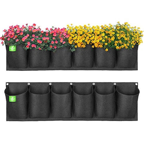 Hanging Garden Planter with 6 Pockets, New Layout Waterproof Wall Hanging Garden Plants