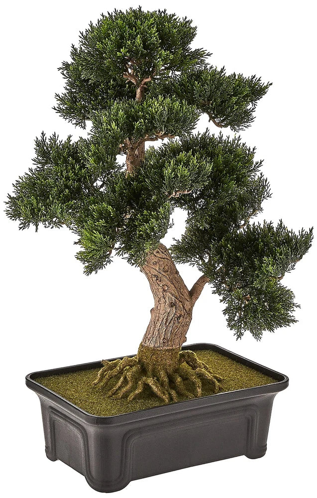 Nearly Natural 4103 24in. Cedar Bonsai Silk Plant,Green Green Plant