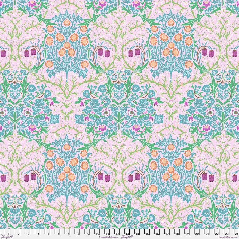 Blackthorn, Pink - Kaffe X Morris & Co.  Quilt Fabric 100% Cotton By Yard Flowering Plants