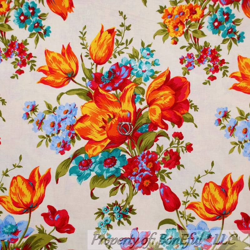 BonEful FABRIC Cotton Quilt Pink Spring Flower VTG Shabby Chic Cottage NEW SCRAP Flowering Plants
