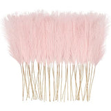 50pcs Pink Faux Pampas Grass Decor, 21.6" Short Artificial Pompous Grass Pampas Grass