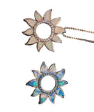 925 sterling silver Rainbow blue Or Blue opal sunflower pendant [PEN-10] Sunflower