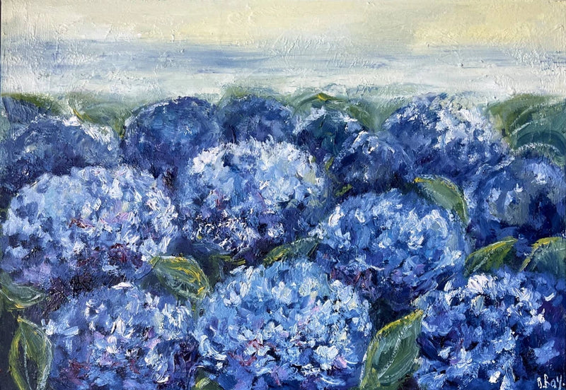 Hydrangea Painting Original Art Oil Canvas Impressionism Floral Wall Art 14x20" Hydrangea