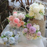 Silk Artificial Flower Bouquet with Peony Hydrangea for Home Wedding Decoration Hydrangea