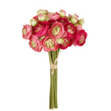 Artificial Ranunculus Deep Pink Silk Flowers with Stems 12PCS Mini Fake Flowe... Ranunculus