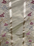 10 yards 100% SILK TAFFETA FLORAL STRIPES  EMBROIDERED DRAPERY HOME DECOR Gold Flowering Plants