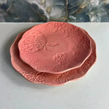 Edie Rose Home Plate Set of 2 Hydrangea Collection Coral Pink Lunch & Dinner Hydrangea