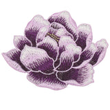 4.3" Peony Flower Embroidered Patch Appliques for Clothes, Purple Peony