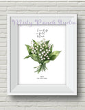 Birth Month MAY "Live Life in Full Bloom" UNFRAMED Lily of the Valley Art print Lily