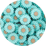 2 DAISY silicone beads AQUA 30mm floral sunflower blue green DIY flower keychain Sunflower