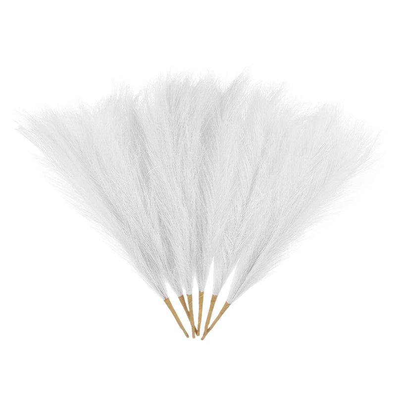 6 Pcs Faux Pampas Grass 42.5cm/16.5" Dried Pampas Grass Decor 9 Branches, White Pampas Grass