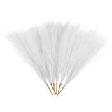 6 Pcs Faux Pampas Grass 42.5cm/16.5" Dried Pampas Grass Decor 9 Branches, White Pampas Grass