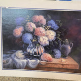 Vintage Vivian Flasch Artwork Print Hydrangeas & Silver 1998 Litho In USA Rare Hydrangea