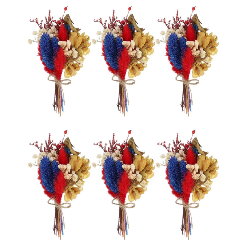 6 Pcs Mini Pampas Grass Dried Flower Bouquet Boho DIY Gift Blue Red Dried Flower
