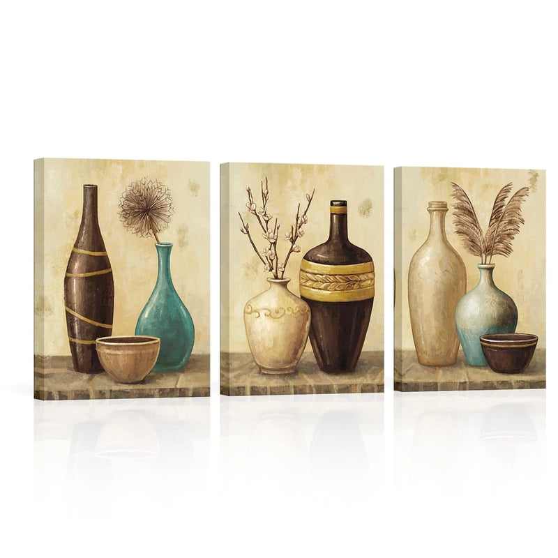 sechars Vintage Vase Wall Art Farmhouse Flowers Pampas Grass Painting Canvas ... Pampas Grass