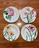 (4) CHARTER CLUB~9" SALAD PLATES~WILD FLOWERS~DAY LILY~TULIP~HYDRANGEA~IRIS~V EX Hydrangea