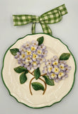 Valerie Parr Hill Hydrangeas Ceramic Wall Hang Plate Handmade & Hand Painted Hydrangea