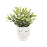 Tabletop Artificial Tea Leaf Plant in Ceramic Shy Girl Planter Indoor Decor New Green Plant