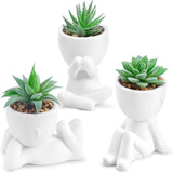 Der Rose 3 Pack Fake Plants Artificial Succulents for Room White Green Plant