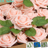 25/50pcs Artificial Flowers Real Looking Foam Rose Decoration DIY for Wedding US Bouquet