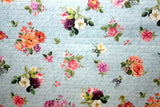 TRES JOLIE FLORAL BOUQUETS ON BLUE FROM MICHAEL MLLER - 100% COTTON FABRIC Flowering Plants
