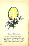 Easter postcard ~ calla lily flowers violets Christian cross poem ~ unused c1910 Lily