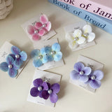 Set of 2 Hydrangea Flower Hair Clips with Pearl Center baby toddler girl hair pi Hydrangea