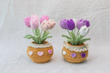 Handmade Crochet Tulip Flower Pot, Pink Purple Orange, Gift for Her, Friend Gift Sunflower