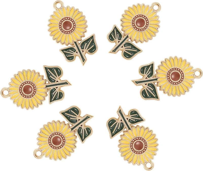 10x Enamel Sunflower Charms Daisy Flower Pendant for Jewelry Making DIY Craft Sunflower