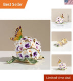 Decorative Jewelry Box - Hydrangea Enamel with Crystal Accent & Hinged Opening Hydrangea