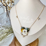 Real Pressed Dried Flower Resin Jewellery Petal Necklace Rose Hydrangea Gold Hydrangea