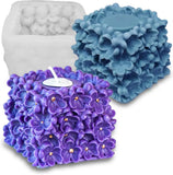 Unique Flower Candle Molds for Candle Making, 3D Square Hydrangea Flower Silicon Hydrangea