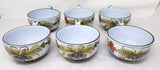 6 Italian Faenza Garofano Blue Carnation Oversized Jumbo Cups Bruno Brolli Carnation