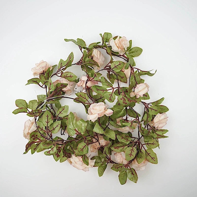 7 ft LED Roses Leaves Garland Battery Operated Fairy Lights Party Supplies Bouquet