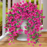 Artificial Hanging Flowers 2PCS Faux Silk UV Resistant Morning Glory Hydrangea