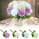 1-4Pack Artificial Flower Heads Silk Chrysanthemum Hydrangea Grey Faux Flowers Hydrangea