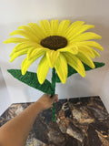 Handmade Sunflower DecorLarge 18Ó Pipe Cleaner Flower, Bright Yellow with Green Sunflower