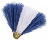 Blue Pampas Grass Decor 17.7 Inch 6 Pcs, Faux Pampas Grass White for Living Room Pampas Grass