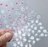 5D Nail Stickers White Pink Daisy Flowers Wedding Embossed Decal Nail Art NH27 Daisies