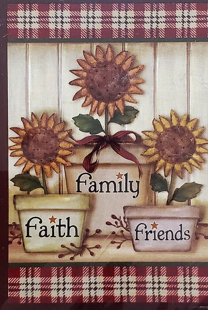 HOME INSPIRATIONS 12" x 18" Garden Flag - FAITH, FAMILY, FRIENDS Sunflower