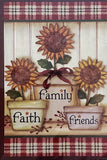 HOME INSPIRATIONS 12" x 18" Garden Flag - FAITH, FAMILY, FRIENDS Sunflower