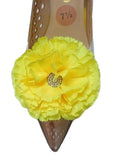 Yellow Color Carnation Flower Shoe Clips, Shoe Accessories, 2pcs Carnation