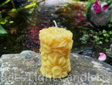 Daisy Flower Beeswax Candle, Natural Handcrafted, Mini Pillar Candles, Spring __ Daisies