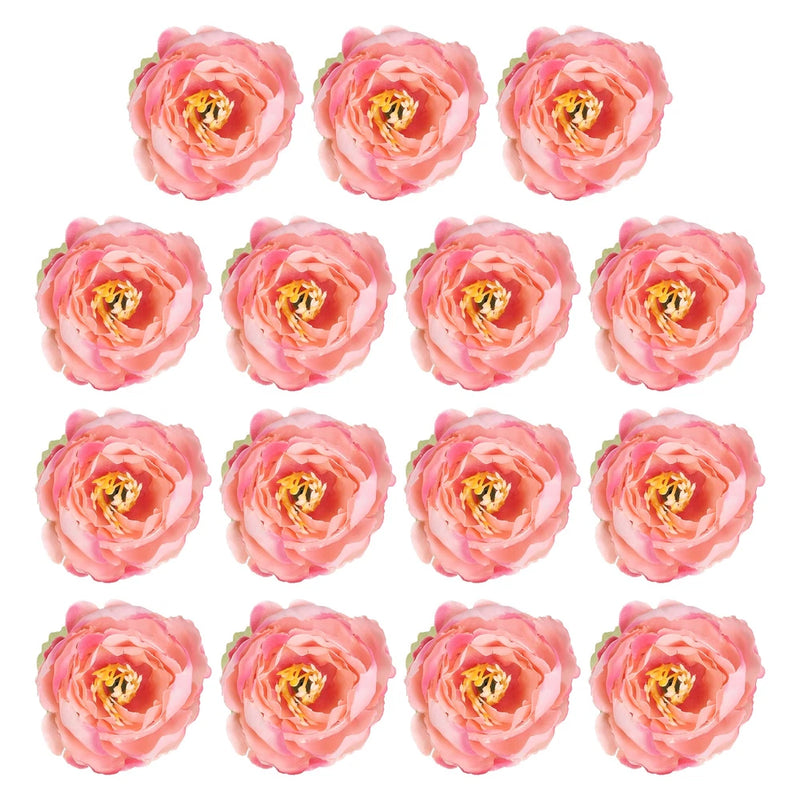 15Pcs Artificial Flower Head Fake Flowers Heads Bulk Silk Peony Heads Rose Red Peony