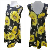 Vintage Rhapsody Floral Dress WomenÕs Medium Yellow Sunflower Knee Length Summer Sunflower