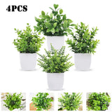 4Pack Fake Plants Mini Artificial Greenery Potted Plants for Home Indoor Decor Green Plant