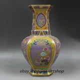 Good China Colour Enamels Porcelain Peony Flower Magpie Bird Square Bottle Vase Peony
